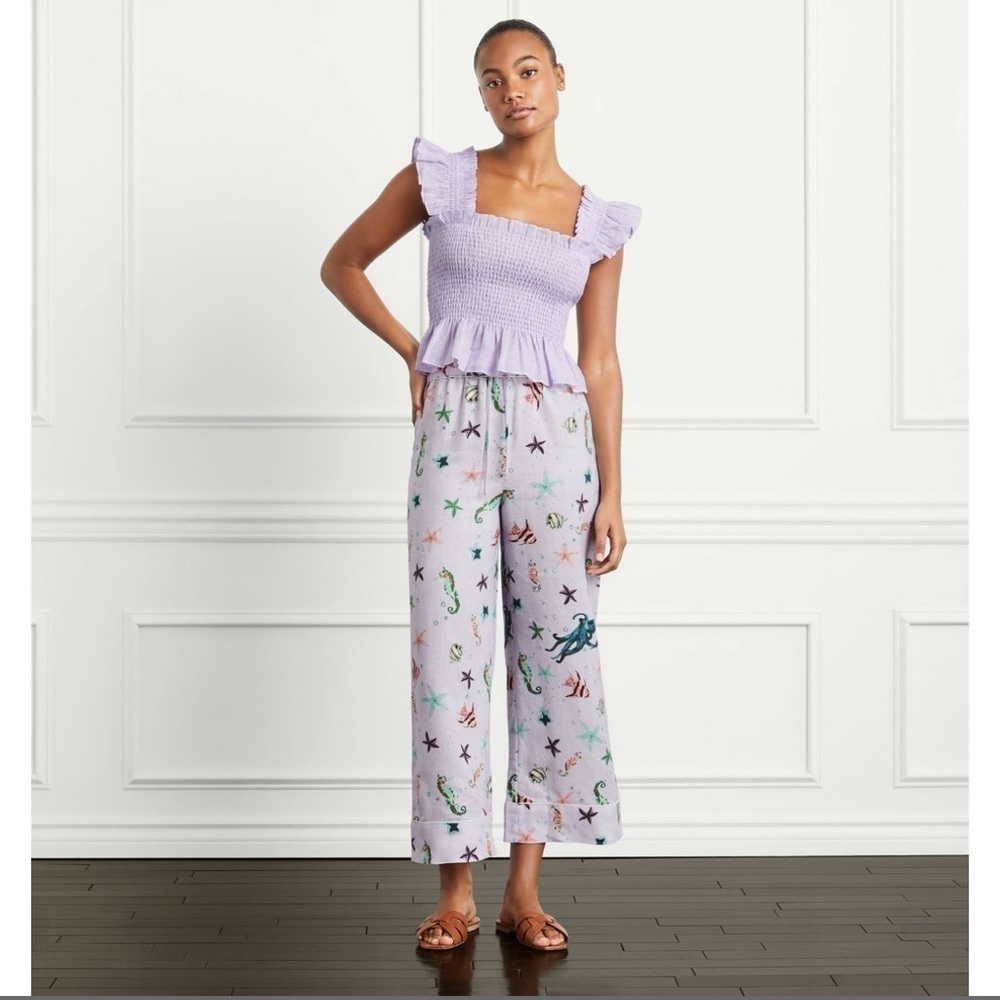 HILL HOUSE The Skylar Pant Sea Creatures Linen